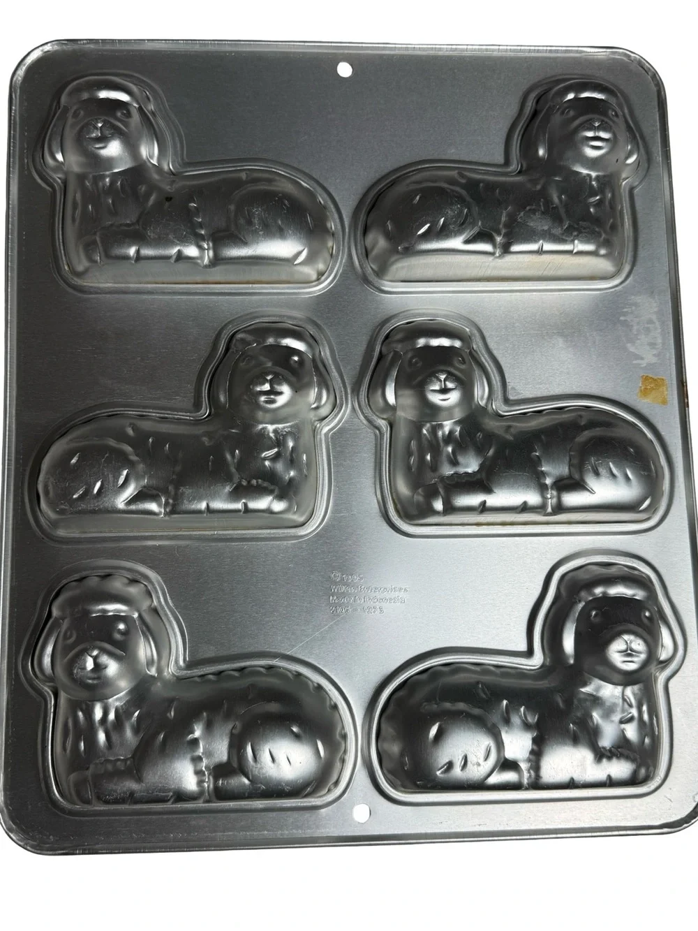 (2X) WILTON Vtg Molds Mini Bunny Rabbit & Lamb God Easter Cookie Cake Baking Pan